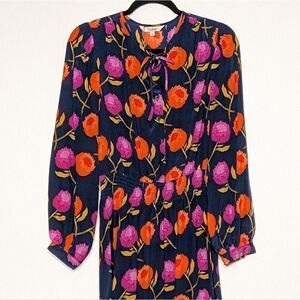 Tucker Juliette Dress Midnight Passion Flower in Silk Crepe de Chine Midi